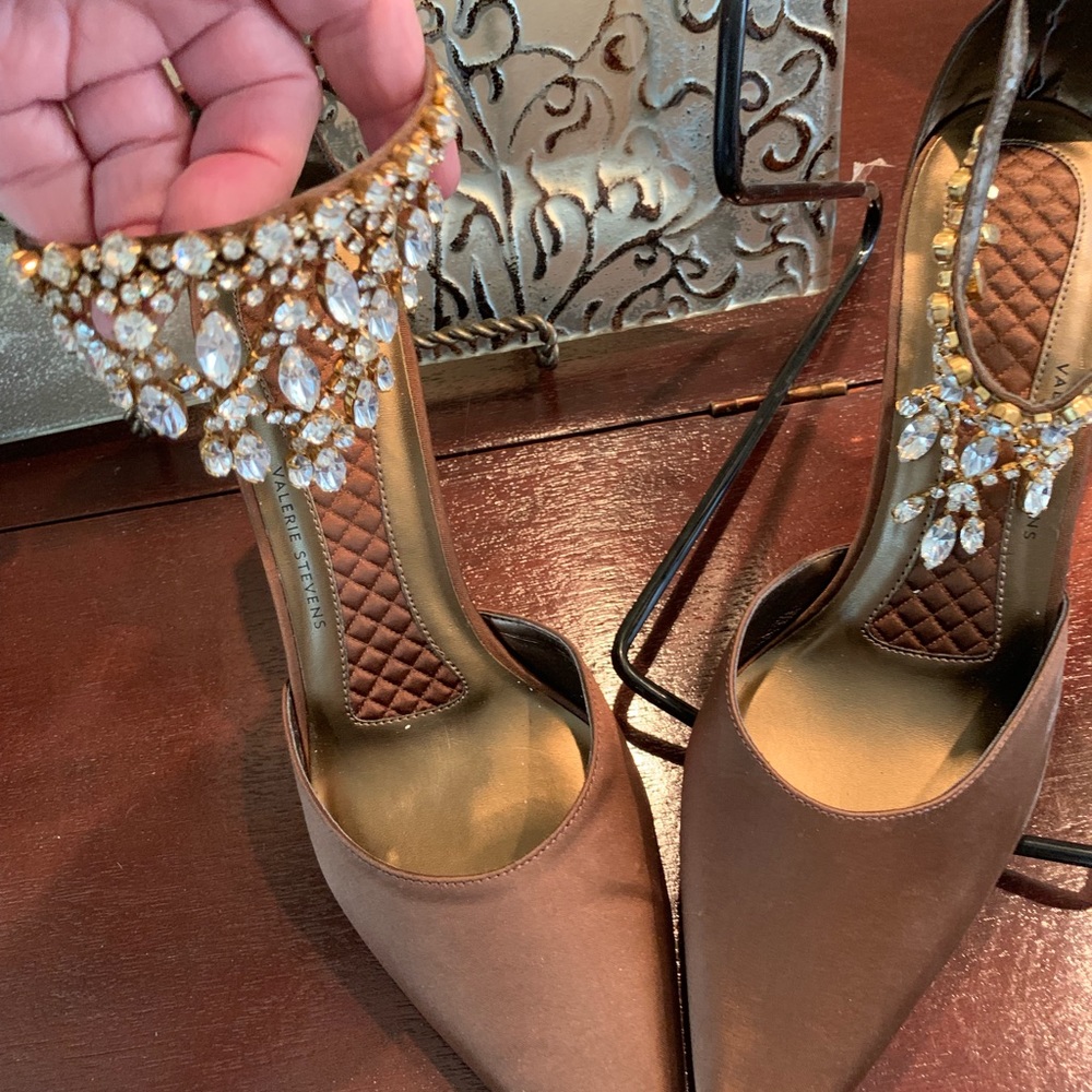 Valerie Stevens Brown Satin & Rhinestones